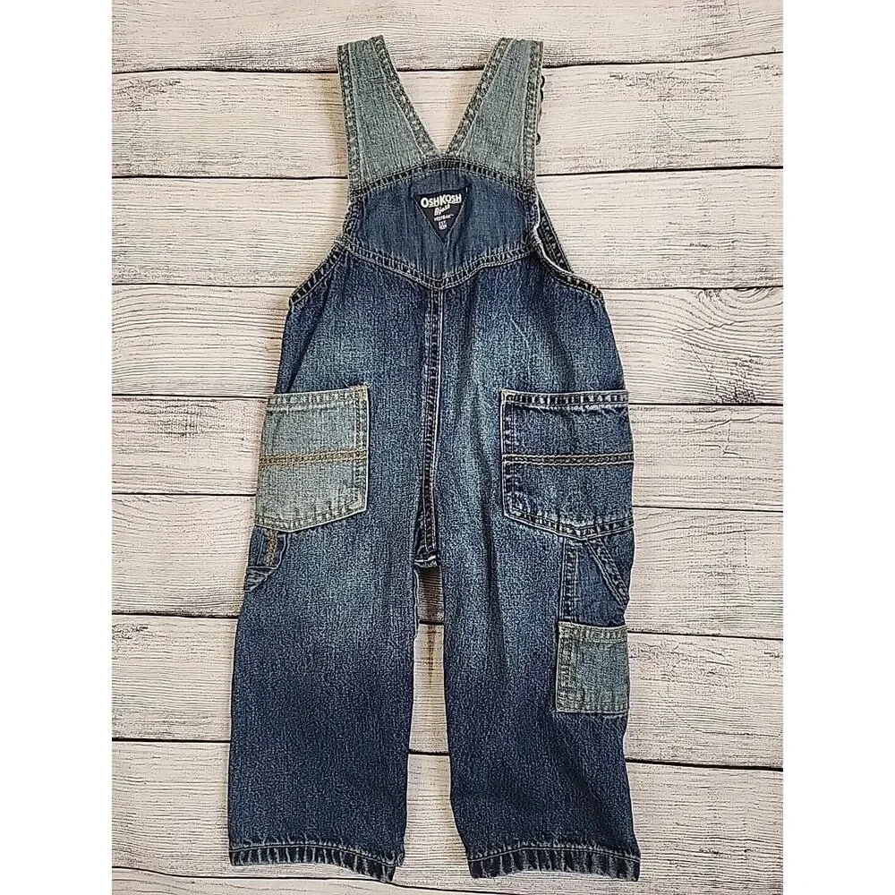 OshKosh B'Gosh Vestbak Bib Blue Jean Overalls Boys Size 12 Months Denim
